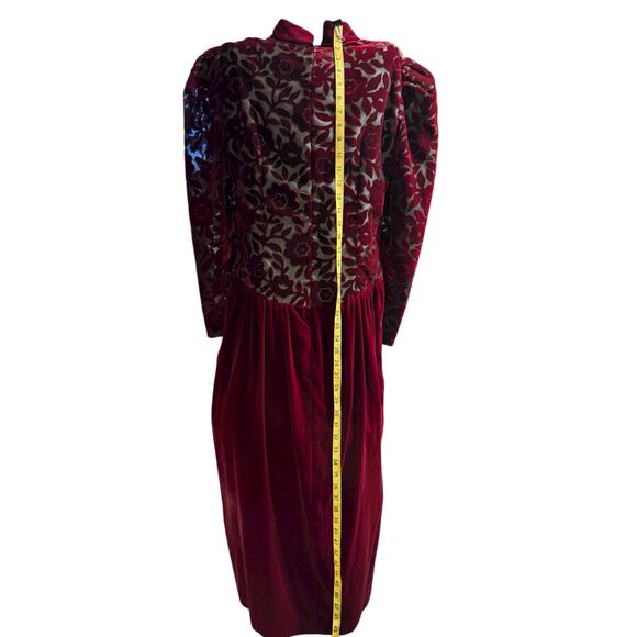 Cachet by Bari Protas Burgundy Burnout Dress Size 11/12 Party - Picture 4 of 8